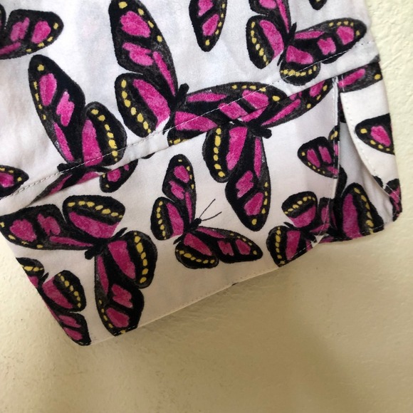 Foxcroft NYC Butterfly Print 3/4 Sleeve Button Down Fitted Top Size 14 - Picture 14 of 14